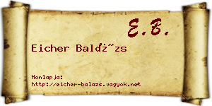 Eicher Balázs névjegykártya